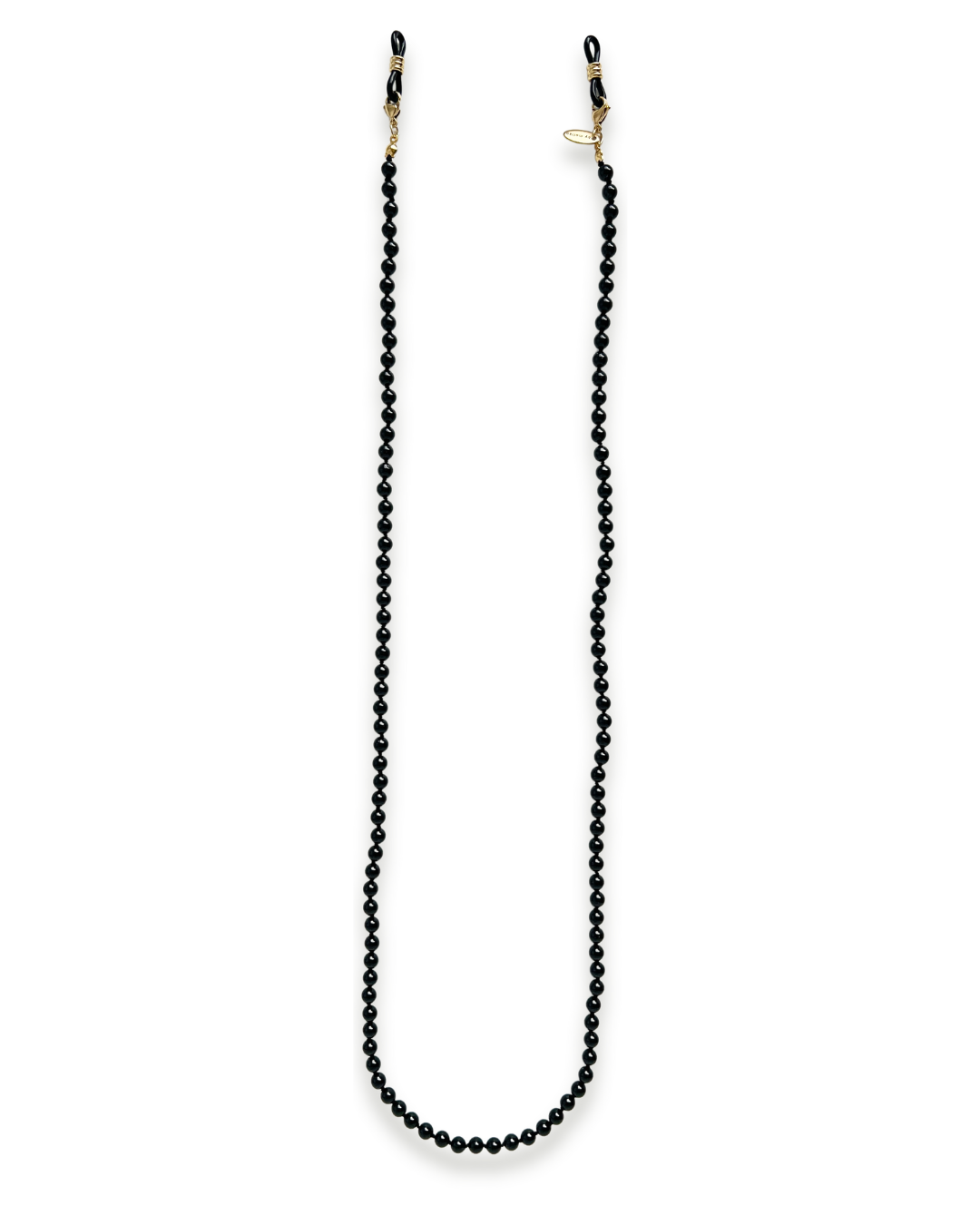 Black Swarovski pearl hand knotted eyeglass chain.